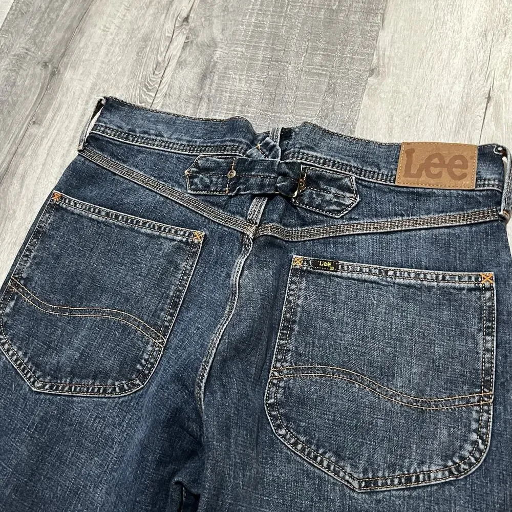 Lee 101 Dark Wash Buckle Back 1930s Cowboy Straight Leg Faded Repro Jeans 32x34